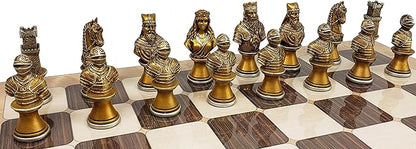 Medieval Times Crusades Knight Chess Men Set Gold &amp Silver Busts - NO Board