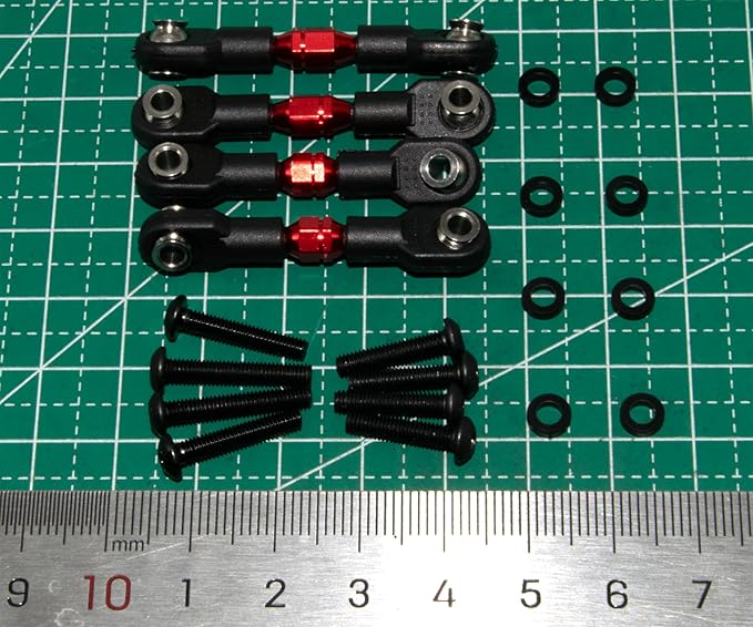 Pull Rod Linkage Compatible with 1/10 Traxxas 4-Tec Upgrade Drift Ford Mustang Replace Rc Car Aluminum Alloy Part Replace(Red)