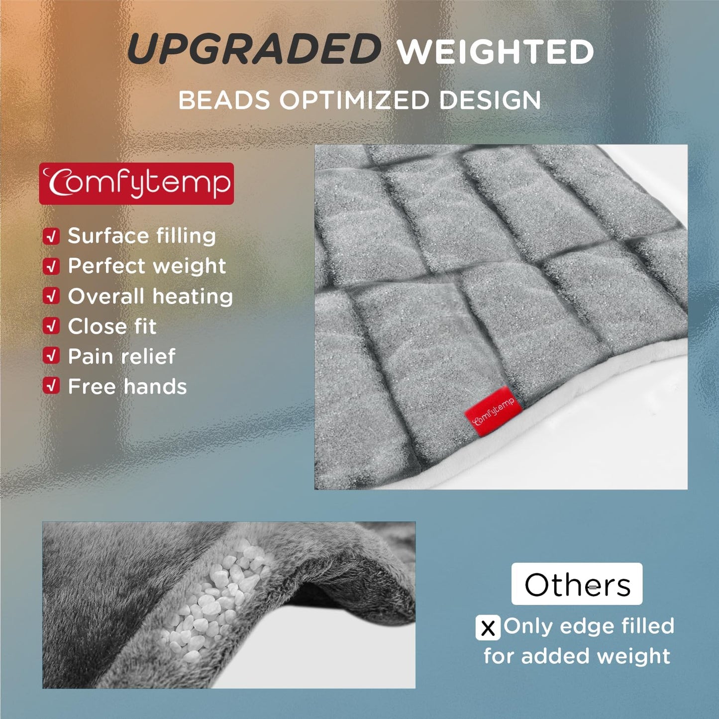 Comfytemp Upgraded Heating Pad for Back Neck Shoulders Deeper Pain Relief, 22"x33" Large Weighted Electric Heat Pad, Gifts for Women Men, Safe Design — 2H Auto-Off, Soft & Washable