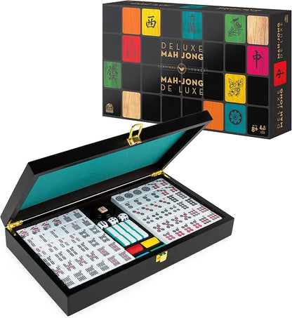Spin Master Games Legacy Deluxe Mah Jong Classic Game with Two-Toned Tiles and Lined Wood Storage Case Family Game for 4 Players Ages 8 and up