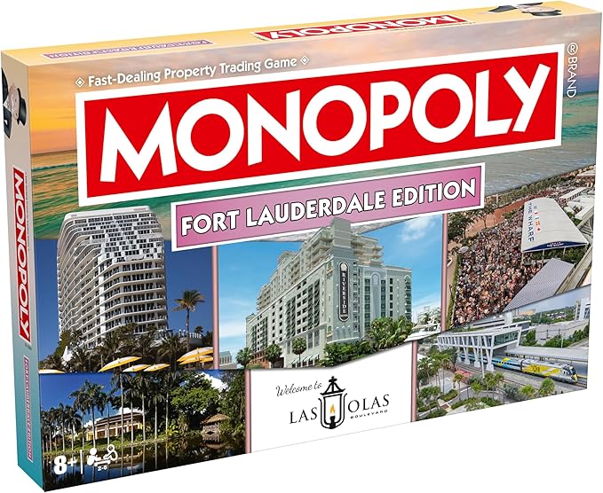 Monopoly Board Game - Fort Lauderdale FL Edition : 2-6 Players Family Board Games for Kids and Adults Board Games for Kids 8 and up for Kids and Adults Ideal for Game Night