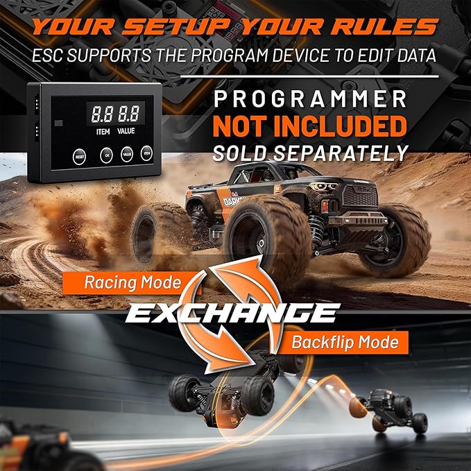 UDIRC 1610S Brushless Fast RC Car 56+ MPH and Standing Backflip in Stock Setup Includes 3S LiPo Battery 1:16 High Speed RC Truck 4WD RTR Off-Road Monster RC Truck for Adults