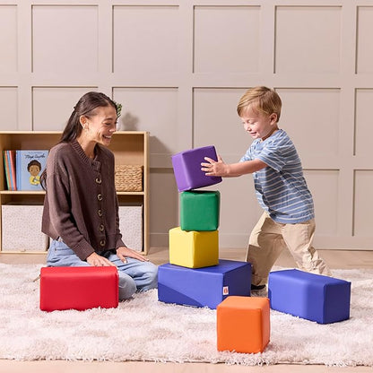 EarlyBuilder Foam Stacking Block Set Small Soft Play Assorted 7-Piece