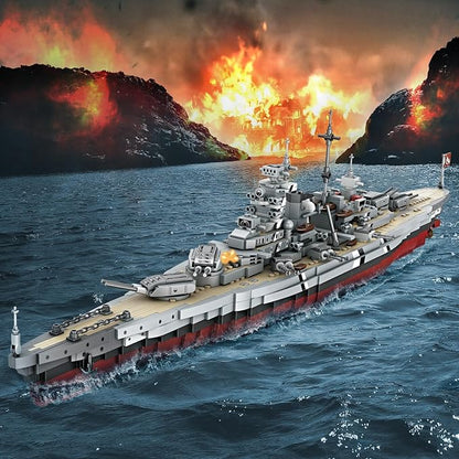 JMBricklayer Battleship Building Block Set 60006 Military Warship Toys Bismarck Class Battle Ship Boat Kit Collectible Display Sets for Adults Army Toy Gifts for Adults
