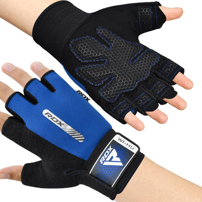 RDX Weight Lifting Gloves Gym Fitness Workout, Anti Slip Padded Full Palm Protection, Ultra Ventilated, Bodybuilding Strength Training HIIT WOD Exercise, Half Finger Men Women Cycling Rowing Climbing