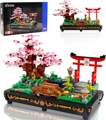 Cherry Blossom Meaningful Bonsai Tree Building SetsJapanese Style Sakura Tree Mini Building Blocks(1286 PCS)Enjoy Your Own Beautiful Display Show Present for Kids and Adults