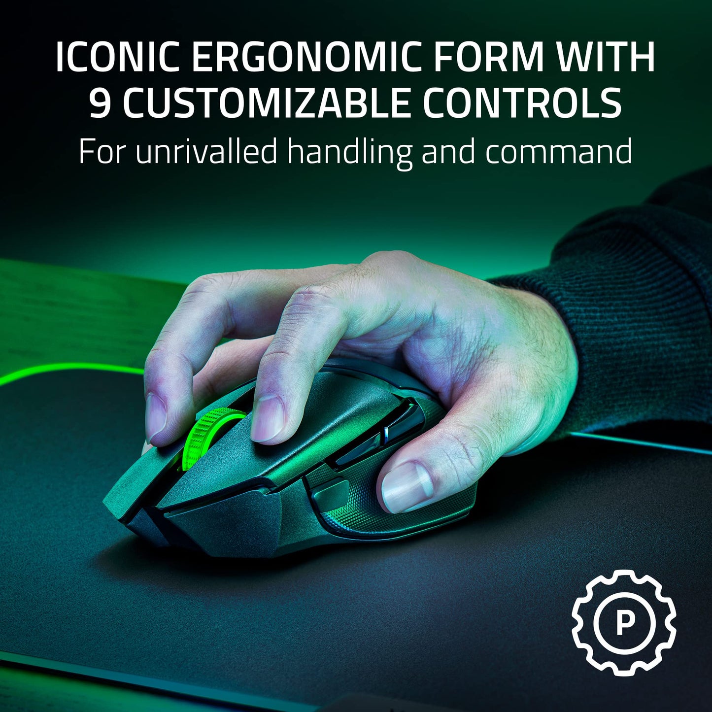 Razer Basilisk V3 X HyperSpeed Customizable Wireless Gaming Mouse: Mechanical Switches Gen-2-5G Advanced 18K Optical Sensor - Chroma RGB 9 Programmable Controls 535 Hr Battery Classic Black
