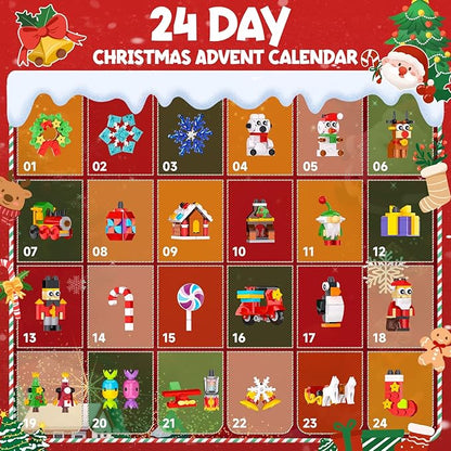 Christmas Ornaments Advent Calendar 2025 Building Block Sets 24 Packs Xmas Tree Ornament to Build Holiday Decoration Toy Compatible with Christmas Sets Stocking Stuffer Gift for Boy Girl Age 6+