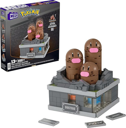 MEGA Pokémon Building Toys Set Mini Motion Dugtrio with 350 Pieces Pop Up Motion 5 Inches Tall for Adult Collectors