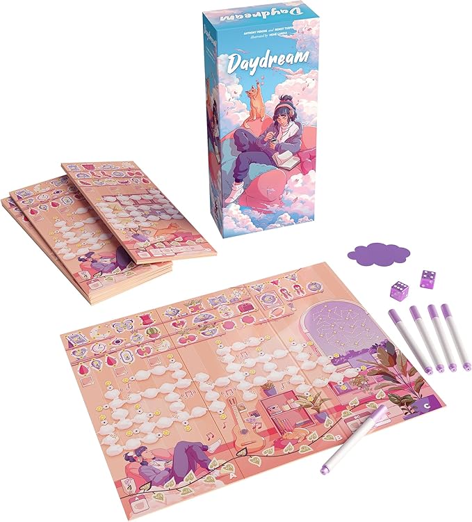 Daydream Board Game - Cozy Roll-and-Write Puzzle with Foldable Boards &amp 8 Sceneries Relaxing Strategy Game for Families &amp Friends Kids &amp Adults Ages 8+ 1-5 Players 15-30 Min Playtime