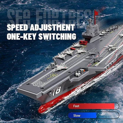 GoolRC RC Boats RC Warship Military Battleship 20KPH High Speed Remote Control Boat for Pools and Lakes 2.4GHz DIY Naval Forces Aircraft Carrier Model Kit with 2 Rechargeable Batteries