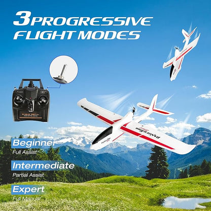 28℃ RC Plane Ranger600 4 Channel Glider Remote Control Airplane 2.4Ghz Ready to Fly RC Airplane Xpilot Stabilization System &amp One Key Aerobatic for AdultsKidsBeginners