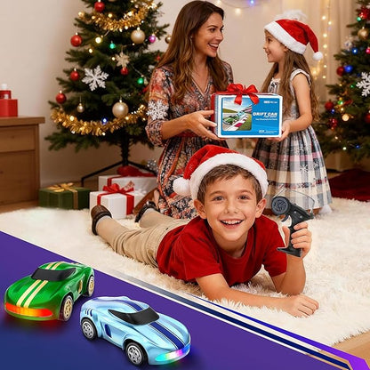 RC Drift Car 1/64 Mini Drift RC Cars 4WD Micro Remote Control Car with LED Lights and Speed Switch Ideal Birthday Cars Toys for Adults Kids Boys Age 6 7 8-12 Blue