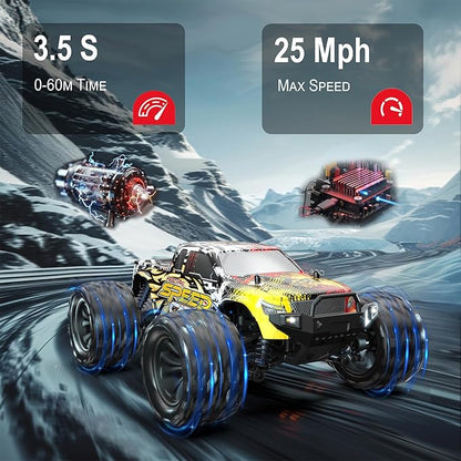 DEERC RC Cars High Speed Remote Control Car for Adults Kids 30+MPH 1:16 Scales 4WD Off Road RC Monster TruckFast 2.4GHz All Terrains Toy Trucks Gifts for Boys2 Batteries for 40Min Play