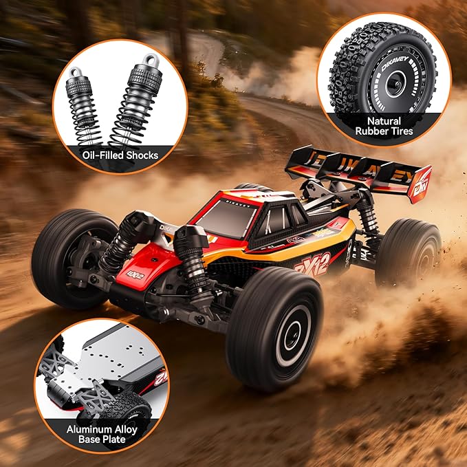 1/12 Brushless RC Cars for AdultsRemote Control Car for Fast Max 42 MPH 4X4 High Speed Racing RC Buggy with 3S 2200 mAh BatteryFast Off-Road RC Truck Suitable as Giftfor Beginner-Orange Green