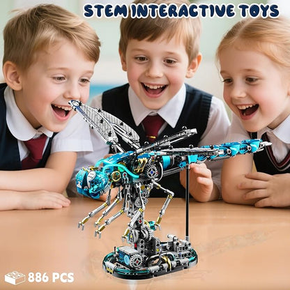Mechanical Dragonfly Building Blocks for Adults Compatible with Lego Insect Animal World Model with Light &amp Display Stand Educational STEM Toys for Teens Home or Office Décor (866PCS)
