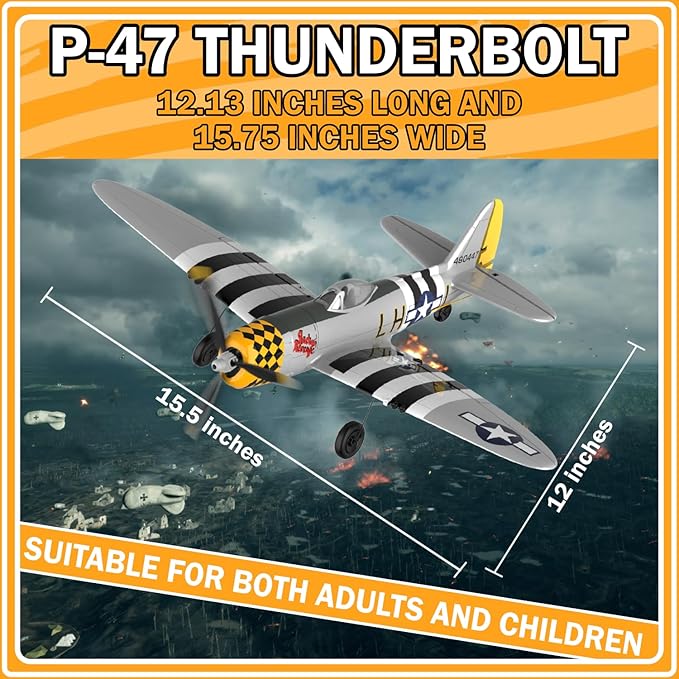 RC Plane 4-CH RC Airplane – RC Airplane Ready to Fly Upgrade P47 Thunderbolt Remote Control Airplanes for Beginners Adult with Beginners with Xpilot Stabilization System &amp One Key Aerobatic