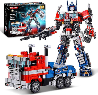 Transform Sets Robot Building Block Toys2 in 1 STEM Robotics Transforming Truck Mech Building kitCompatible with LegoChristmas Birthday Gift for Adults Boys Age 8-12 (Blue)