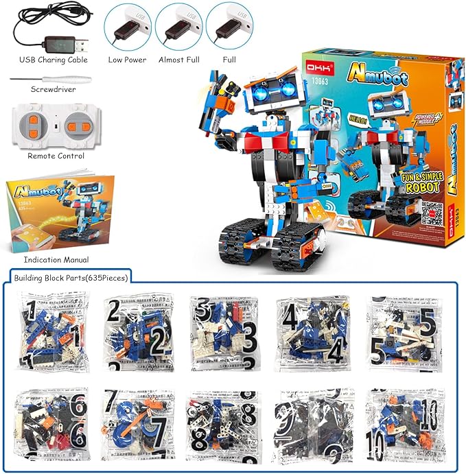 okk Robot Building Toys for Boys STEM Projects for Kids Ages 8-12 Remote &amp APP Controlled Engineering Learning Educational Coding DIY Building Kit Rechargeable Robot Toy Gifts for Girls