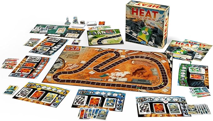 Asmodee HEAT: Pedal to the Metal Board Game - Intense Car Racing and Strategy Game Fun Family Game for Kids and Adults Ages 10+ 1-4 Players 60 Minute Playtime