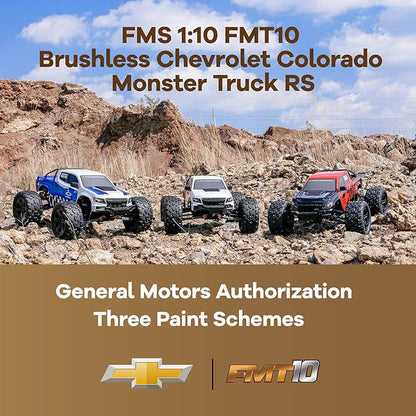 FCXㅤ FMS FMT10 1/10 Chevrolet Colorado Brushless RC Truck 4WD Off-Road Crawler with Metal Chassis Waterproof ESC Hobby Grade Remote Control Car for Adults (Black and Red)