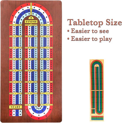 Tabletop Cribbage - Giant Spill-Resistant Neoprene Track Game Board (22 x 40) with 9 Pawns Deck of Cards &amp Travel Carry Bag - Classic Family Board Game Night &amp Bar Games - 2-4 Players 30+