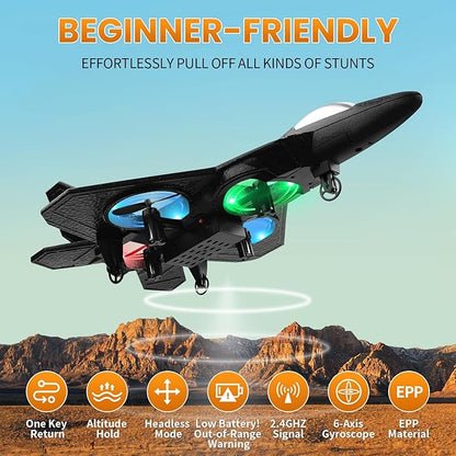 RC Plane 2.4GHz Remote Control Plane L0712 Quadcopter Hovering with Auto Hovering Fighter Aircraft RC Airplane RTF for Beginner Kids and Adults3D Flip Airplane Toy with Colored Lights USB Charging