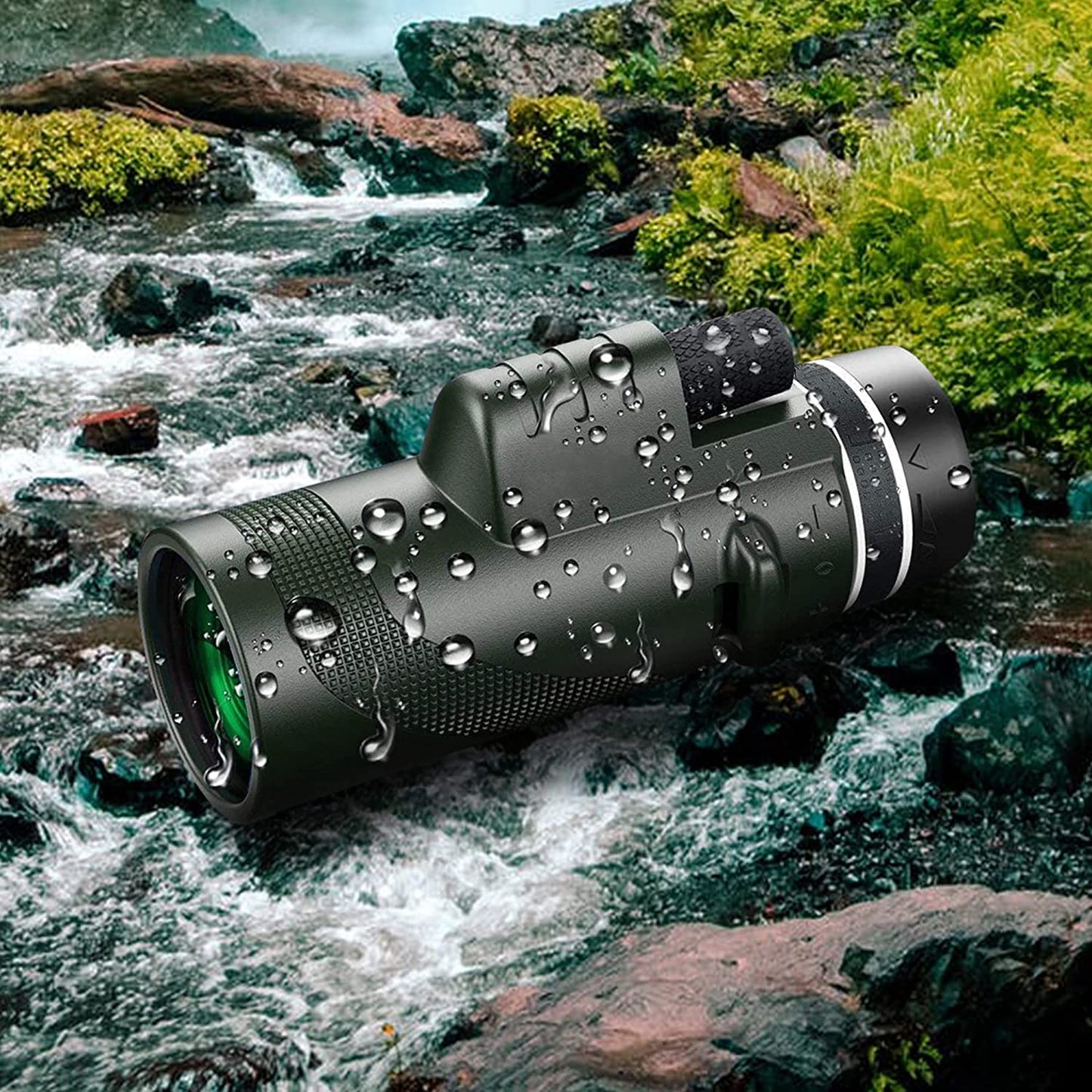 Monocular-Telescope 80x100 High Definition for Adults High Powered with Smartphone Adapter Telescope Hunting Wildlife Bird Watching Travel Camping Hiking-Green-1