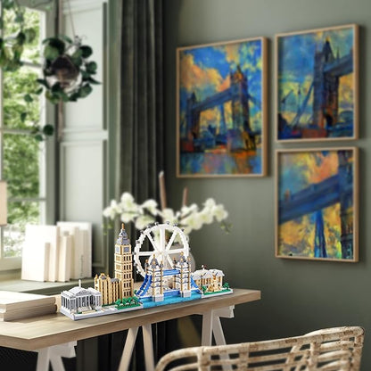World Famous Architecture Micro Building Blocks Set 3430 PCS - London Skylines DIY Collectible Model for Lovers Adults or Teens Ages of 14+ in Living Room or Office Decorative Items