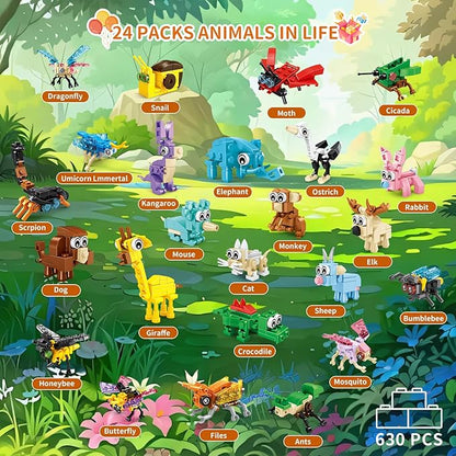 Party Favors for Kids - 24 Pack 72 Kinds of Animals Building Block Toy Goodie Bags Fillers Classroom Carnival Prizes Stuffers Gifts Building Set Christmas Birthday Gift for Boys Girls Ages 6-12