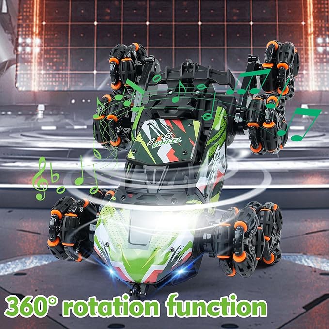 8 Wheels Remote Control Car - Birthday Gifts for 6 7 8 9 10 11 12 Years Old Boys Gesture Sensing RC Stunt Car with Lights &amp Spray &amp 360 Degree Flips 2.4Ghz Climbing Toys for Kids Age 6-12