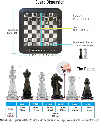 P6 Electronic Chess Board Chess Computer Talking Smart Chess Board Magnetic Electronic Chess Set with LED for Kids &amp Adults