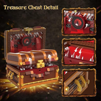 Mimic Chest Building Sets Monster Dice Storage Box that Holds Up to 3 Polyhedral Dice Sets. Ideal for Dragons Board Game Gifts for Adults and Kids Compatible with Lego Sets 531pcs
