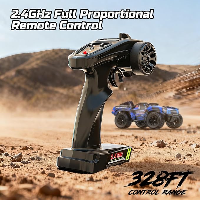 DEERC 1:12 Fast RC Cars 45KPH 4WD High Speed Short Course RC TruckOff-Road All Terrain Remote Control Car with 2 Rechargeable Batteries &amp Spare Tire2.4GHz RC Monster Truck for Adults Kids Boys