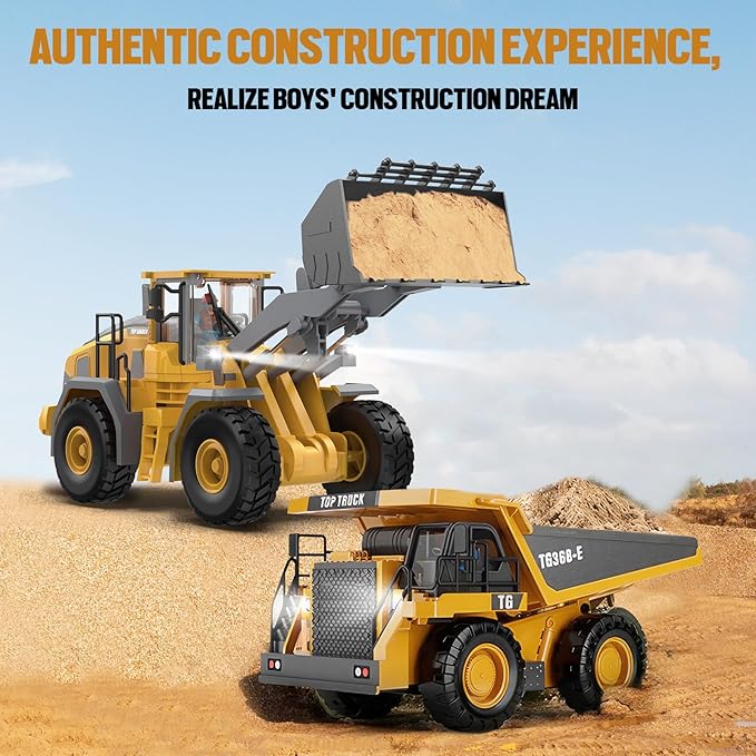 Metal RC Wheel Loader Toy | 9-Channel Remote Control Construction Truck with Realistic Lights &amp Sounds 1:20 Scale Rechargeable Vehicle for Boys Ages 3-12 STEM Engineering Gift for Kids 2025