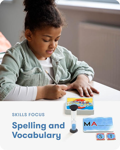 SimplyFun Letter Slide - Enhance Vocabulary and Language Skills with This Educational Game Focused on Spelling Consonants &amp Vowels Fun for 2-4 Players Ages 7 &amp Up