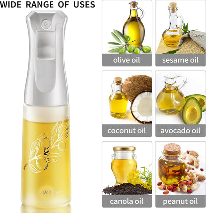 Oil Sprayer for Cooking, Olive Oil Sprayer Mister, 200ml Glass Olive Oil Spray Bottle, Kitchen Gadgets Accessories for Air Fryer, Patented Technology, Widely Used for Salad Making Baking Frying BBQ