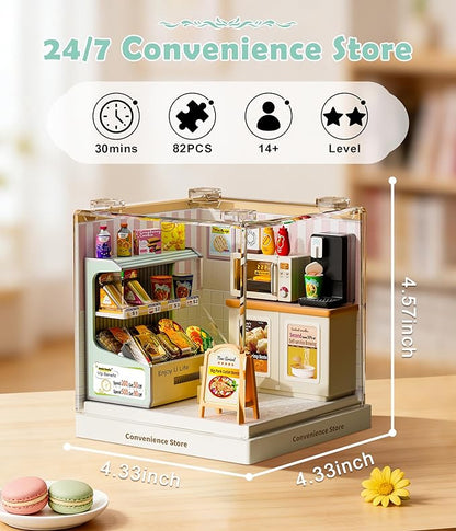 Tiny Convenience Store Miniature Kit DIY Mini Mart Building Set with Goods Creative Room Decor &amp Collectible Gift for Teens and Adults