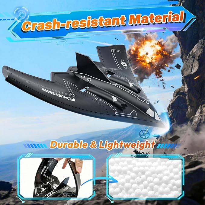 RC Airplane RC Plane Ready to Fly 2CH Remote Control Airplane with 6-axis Gyro Stabilizer B2 Spirit Stealth Bomber 2.4GHz Remote Control Plane for Beginners Boys Kids