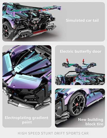 Super Sports Car Building Blocks Set 1:10 Apollo IE Raceing Car Model Building Race Engineering Toy for Adults Remote Control Drifting Hypercar with 5 Motors(2036 PCS)