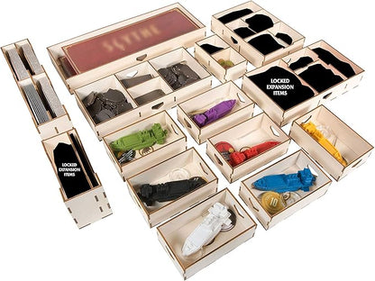 The Broken Token Game Organizer Compatible with Scythe Legendary Expansion - Wooden Game Organizing Box with Multiple Trays