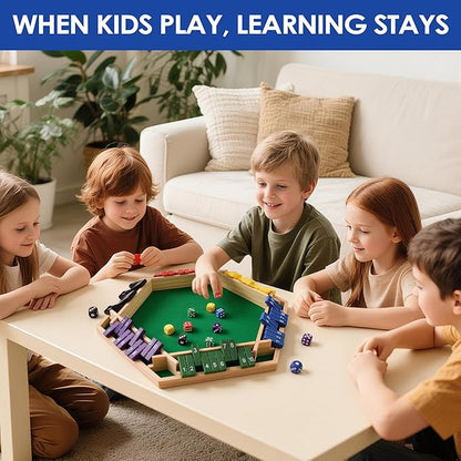 1-6 Players Shut The Box Dice Game 10 Numbers Traditional Wooden Pub Bar Board Gam for Classroom Party or Pub