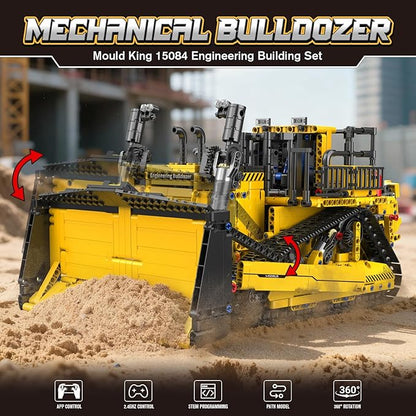 Mould King 15084 Construction Bulldozer Kit 1508-Piece Engineering Vehicle Model with APP Control Creative Building Toy for Adult Collectors