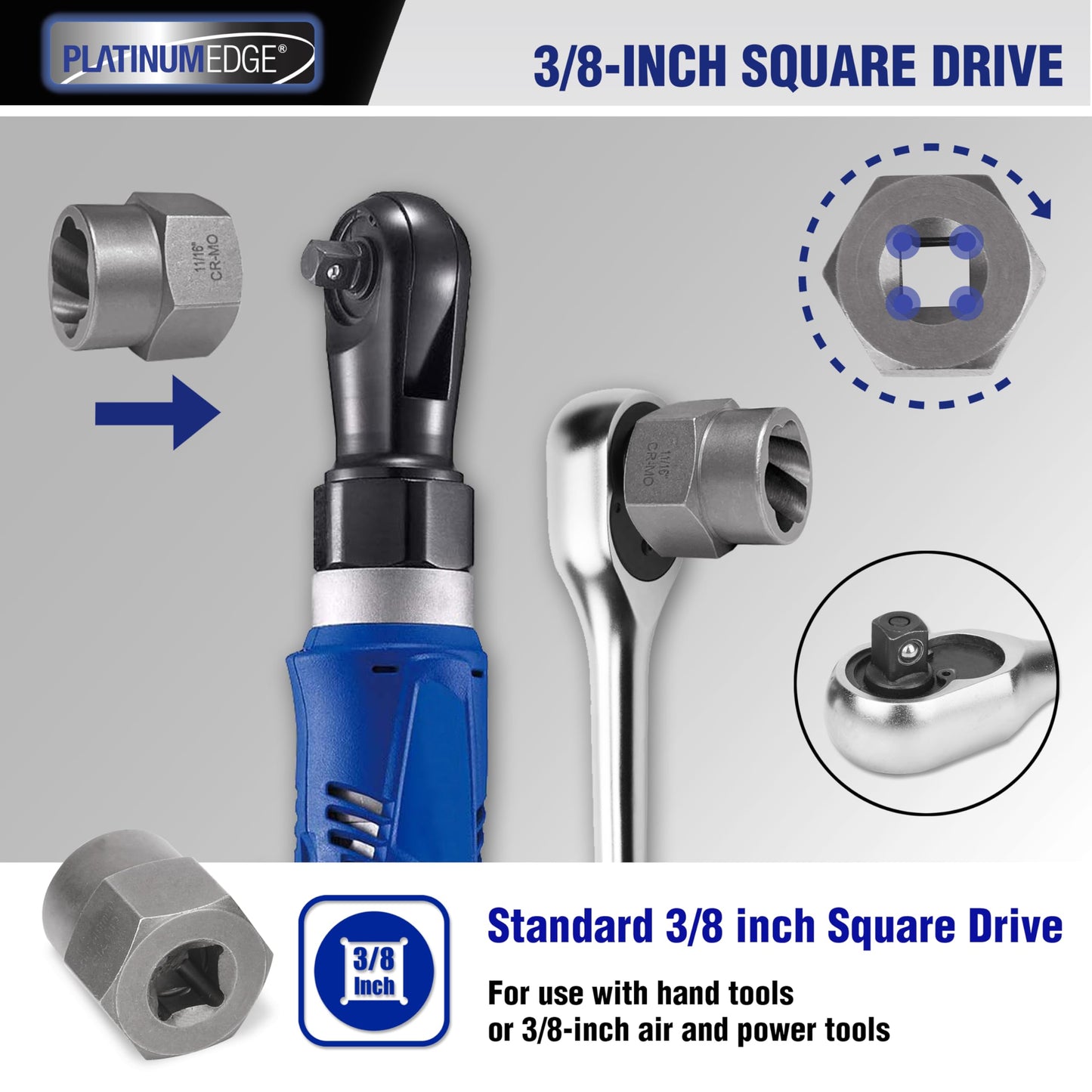 PLATINUMEDGE 13 Pieces Impact Bolt & Nut Remover Set, Stripped Bolt Extractor Set, Cr-Mo Extraction Tool Set with Solid Storage Case, Easy Out Rusted Rounded Damaged Nuts and Bolts