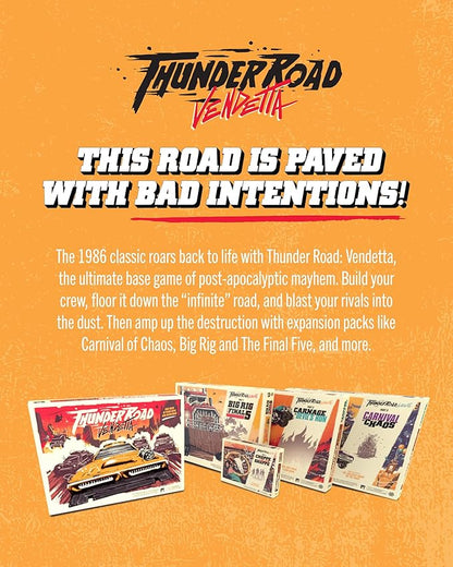 Restoration Games Thunder Road Vendetta - Racing and Strategy Board Game for Adults - Post-Apocalyptic Demolition Derby Racing Game - 2-4 Players - 30-75 Min Playtime - Ages 10+