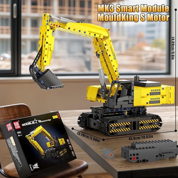 Mould King RC Excavator Building Sets 15061 Construction Engineering Model Kits with APP Remote Control Building Kits MOC Construction Vehicles Sets for Adult(1113PCS)