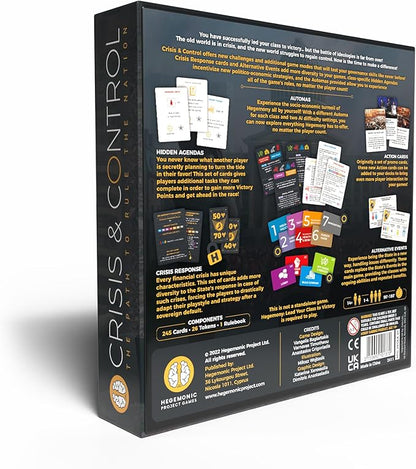 Hegemony: Crisis &amp Control Expansion - Add New Automas &amp Modules Solo Play Unique Asymmetric Card Driven Game Board Game Ages 14+ 1-4 Players