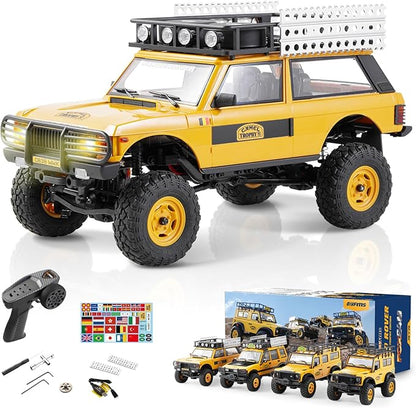 BEEZRC FMS 1/24 RC Crawler RTR FCX24M Land Rover Family Camel Trophy Edition Licensed RC Model 4WD RC Rock Truck 2.4Ghz Hobby Grade RC Car Model Mini Off Road Vehicle with Battery (Range Rover)