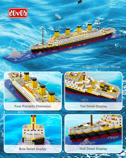 dOvOb Micro Mini Blocks Titanic Model Building Set with 2 Figure 1872 Piece Mini Bricks Toy Gift for Adults and Kids