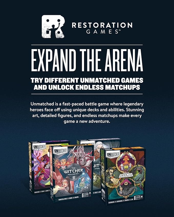 Restoration Games Unmatched Houdini vs The Genie - Strategy Board Game for 2 to 4 Players - Heroes Expansion with Miniatures Unique Decks and Abilities - 20 Min Playtime - Ages 9+